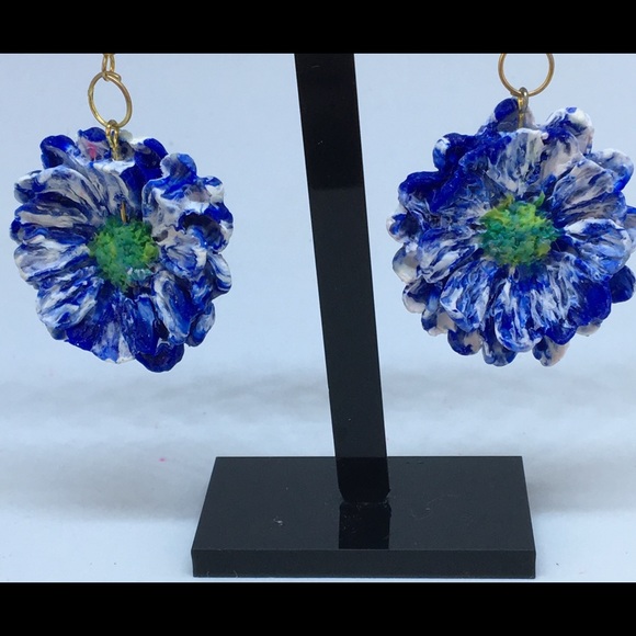 Unique Handmade Polymer Clay Blossom Earrings - Picture 4 of 8